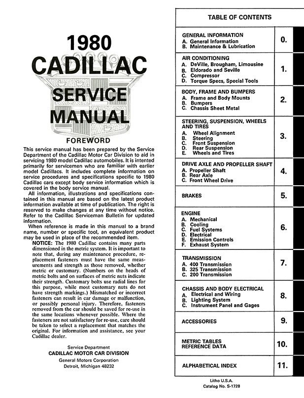 Cadillac 1980 manual de tienda Foto 2 de 4