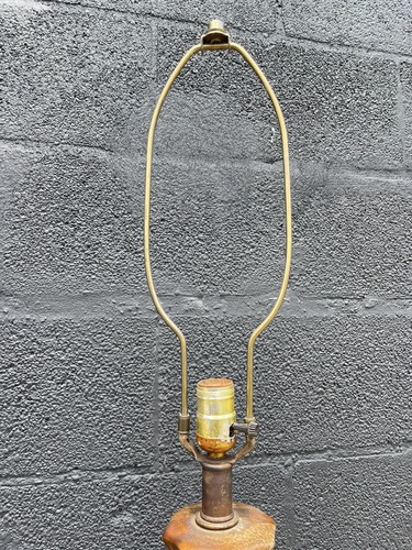 Vintage Mid Century Brown Drip Glaze Ceramic Table Lamp - Picture 3 of 8