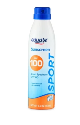 Equate Sport SPF 100 Sunscreen Water Resistant Spectrum Spray 5.5oz