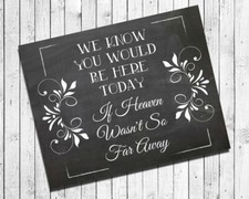 Wedding MEMORIAL Print Rustic Look If Heaven Wasn't So Far 8x10 CARDSTOCK Floral