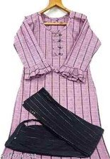 South Indian Khadi Cotton Checked Ladies Kurti Pant Set for Office Wear Kurti