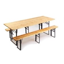 Tavolo/Tavolo birreria /Tavola con panche/fiera 3 gambe pieghevoli in legno