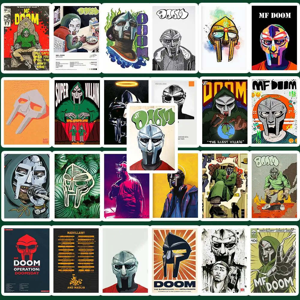 25PCS Hip Hop Rapper Mf Doom Stickers Singer Fan Gift DIY Decoration Phone Cup L