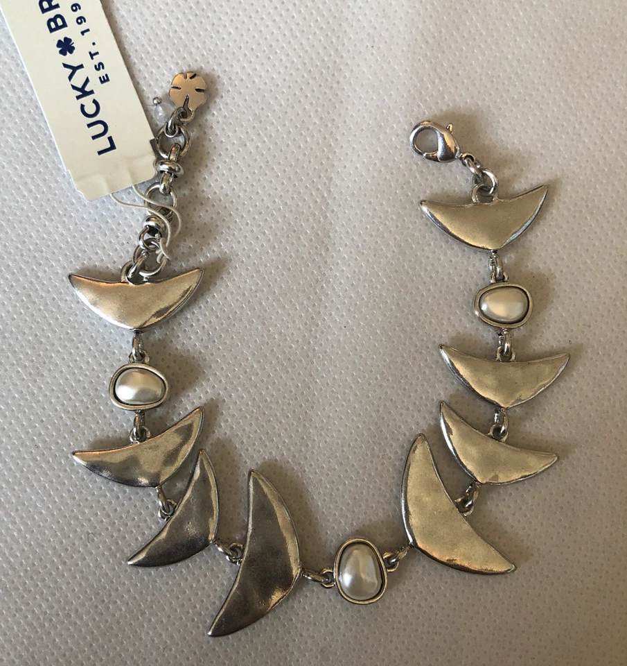 Pulsera escultórica Lucky Brand tono plata con detalles de madreperla nueva con etiquetas Foto 3 de 4