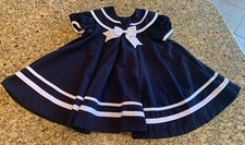 Rare Editions Girls Sailor Nautical Dress Navy/White Size 2T full skirt Retro