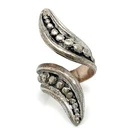 Vintage Signed Sterling Silver Modernist Ball Bead Bypass Ring Band size 7 1/4