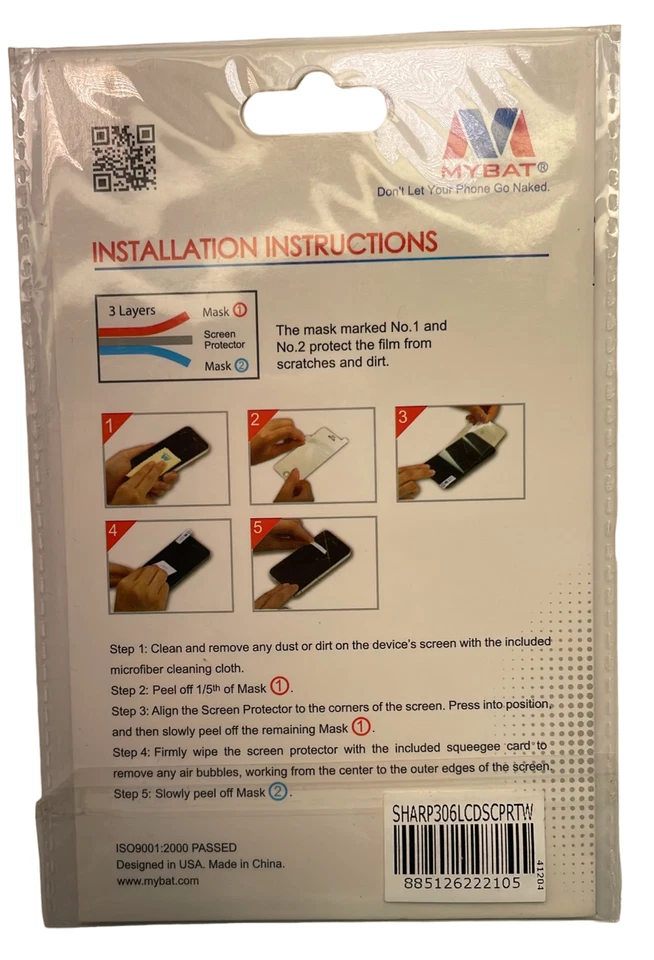 MyBat Screen Protector for SHARP 306 (Aquos Crystal) - Clear - Image 2 of 3