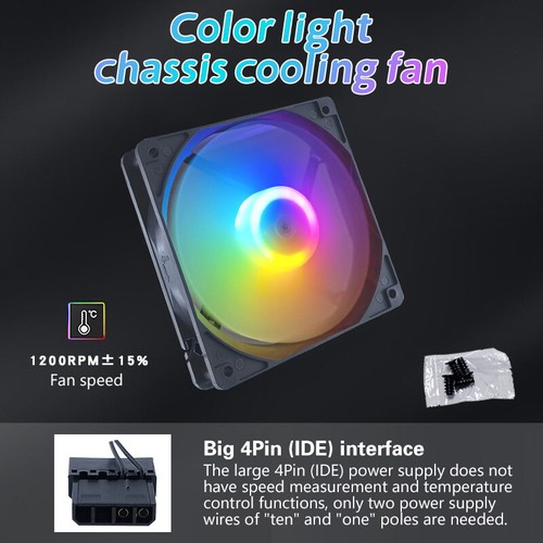 120mm PC Case Fan 12V Big 4p 1200rpm RGB Desktop Computer Heat Dissipation Fans - Afbeelding 6 van 16