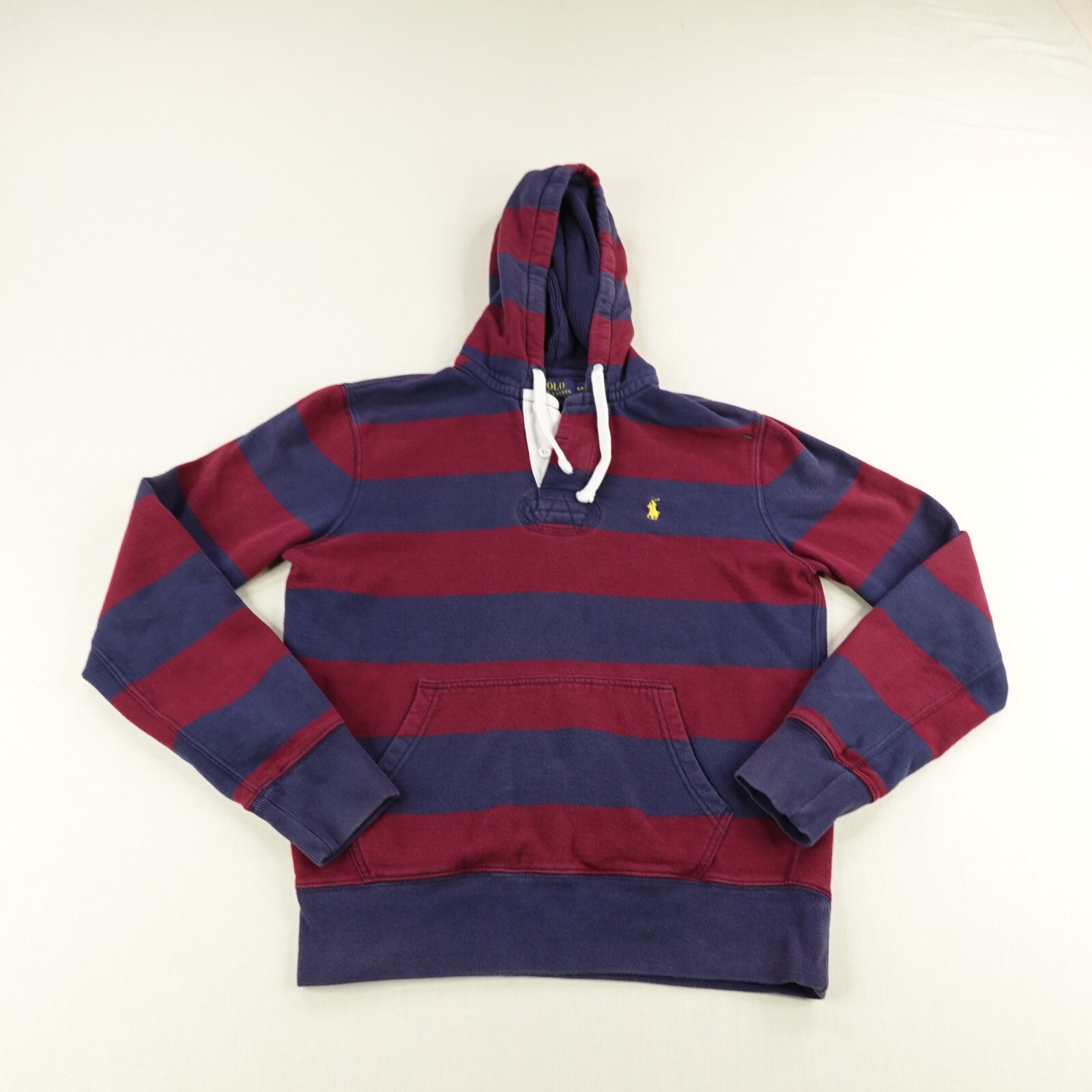 Polo Ralph Lauren Felpa con Cappuccio Uomo Piccola Blu Rosso Strisce Termica Henley Rugby Pony