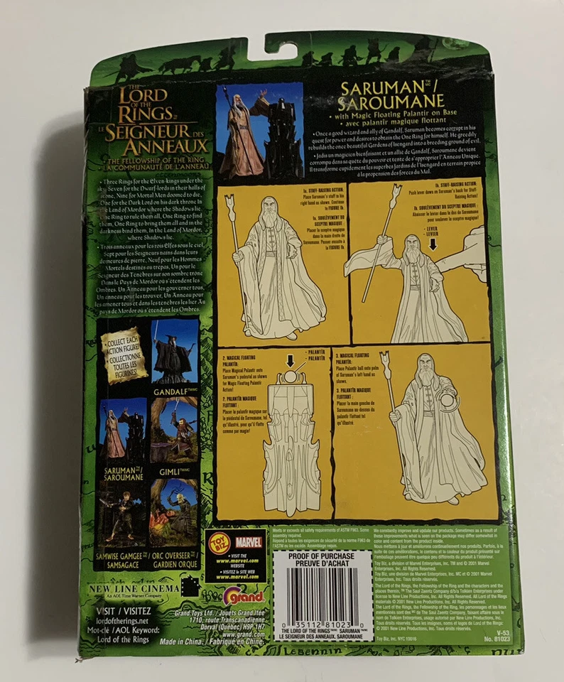 In-Box Lord of the Rings Fellowship The Ring Saruman Figure Grand Toy Biz 2001 Foto 2 de 4