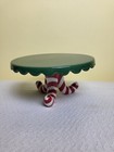 Elf Stockings Green Top Holiday Ceramic Cake Cupcake Stand Plate