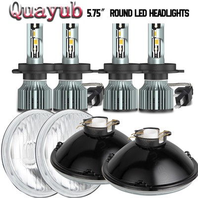 4x 5.75'' Round LED Headlights Hi/Lo 6K for Mercury Cougar 1967-76 Monterey Comet