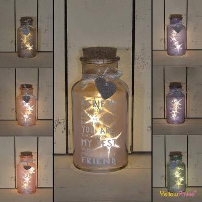 Led Light Up Jar Decoration Gift Message Star Present Birthday