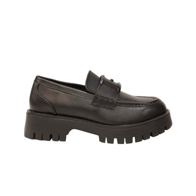 Mocassino Guess donna nero Wanyn in pelle logo impresso