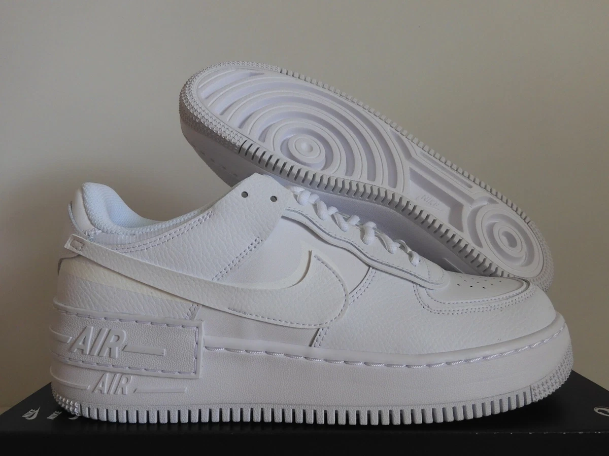 NIKE AIR FORCE 1 AF1 SHADOW TRIPLE WHITE WOMENS SZ 12-MENS SZ 10.5