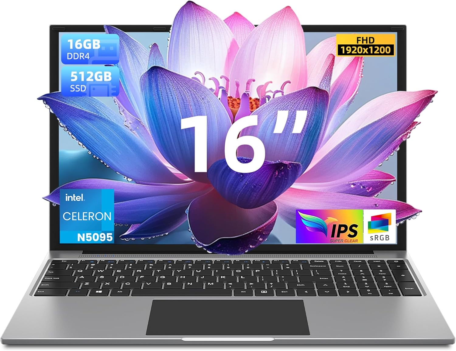 16-Inch Jumper Laptop N5095 Quad-Core 16GB RAM 512GB SSD FHD IPS Display  