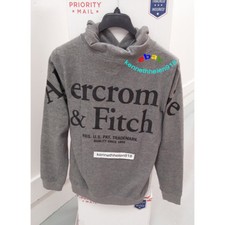 ABERCROMBIE FITCH BACK LOGO HOODIE SWEATSHIRTS HEATHER GREY MENS SIZE M,XL