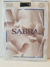 New Sabra Pantyhose Black Size B 4'9" - 6'0" 100-165 lbs. Nylons Vtg NIP Sealed