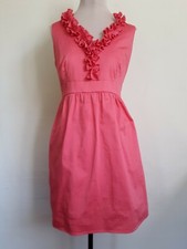 Cute Short Coral Dress With Ruffles