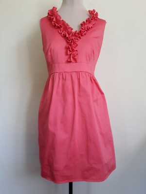 Cute Short Coral Dress With Ruffles
