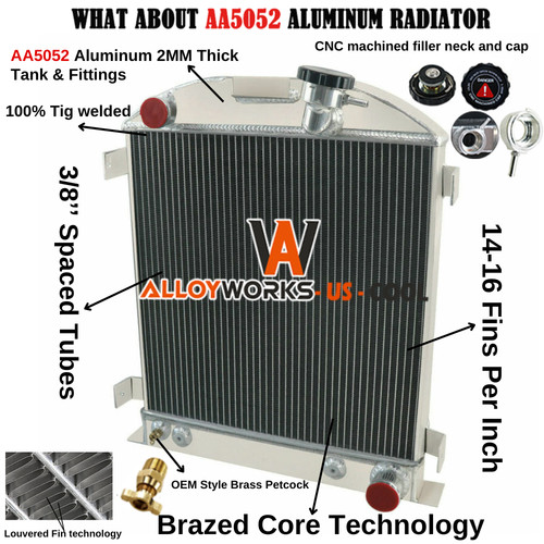 4 Row ALLOY Radiator For 1928-1932 31 Ford Model A Chopped GM Chevy V8 ...