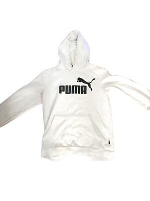 PUMA - White with Black Big Logo Hoodie Men's Size Small
