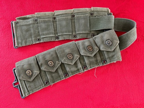 WW2 WWII US Army M1 Garand 10 Pocket Ammo Ammunition Belt Cartridge Dated 1944