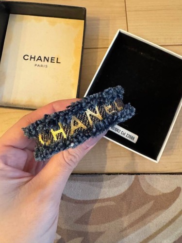*RARE* Authentic CHANEL Denim Bracelet Bangle Canvas with Box