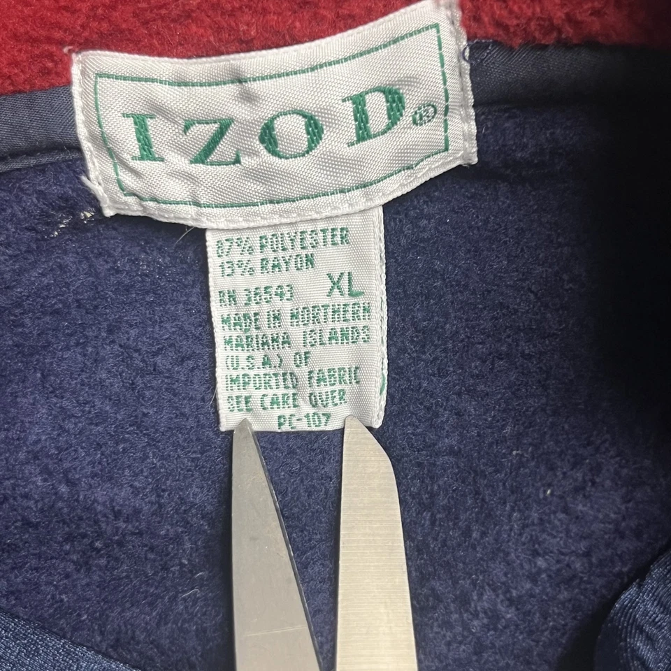 Chaqueta Suéter DE COLECCIÓN IZOD Polar Cremallera Completa Adulto XL Gris Naranja Azul Marino Suave Foto 2 de 4