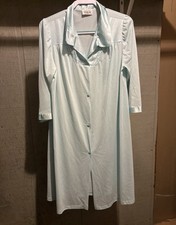 Vintage Vanity Fair Size XL Nylon Soft Blue Housecoat Robe Pockets