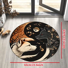 1pc Non-Slip Resistant Round Mat, Machine Washable Polyester Mat for Entryway, L