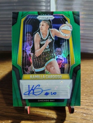 2025 Panini WNBA Prizm Kamilla Cardoso Signatures Green Auto #SG-KC Sky