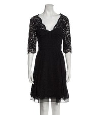 Carolina Herrera New York Black & Silver Lace Overlay Silk Dress Women’s Size 2