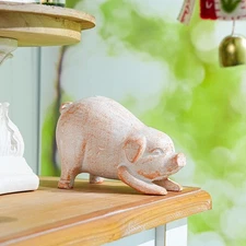 Sungmor Pig Statue Cast Iron Tabletop Cute Ornaments Home Garden Decor Figurines