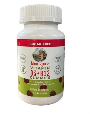 Mary Ruth's Vitamin D3 + B12 Gummies  Raspberry Sugar Free 30 Gummies BB 06/2026