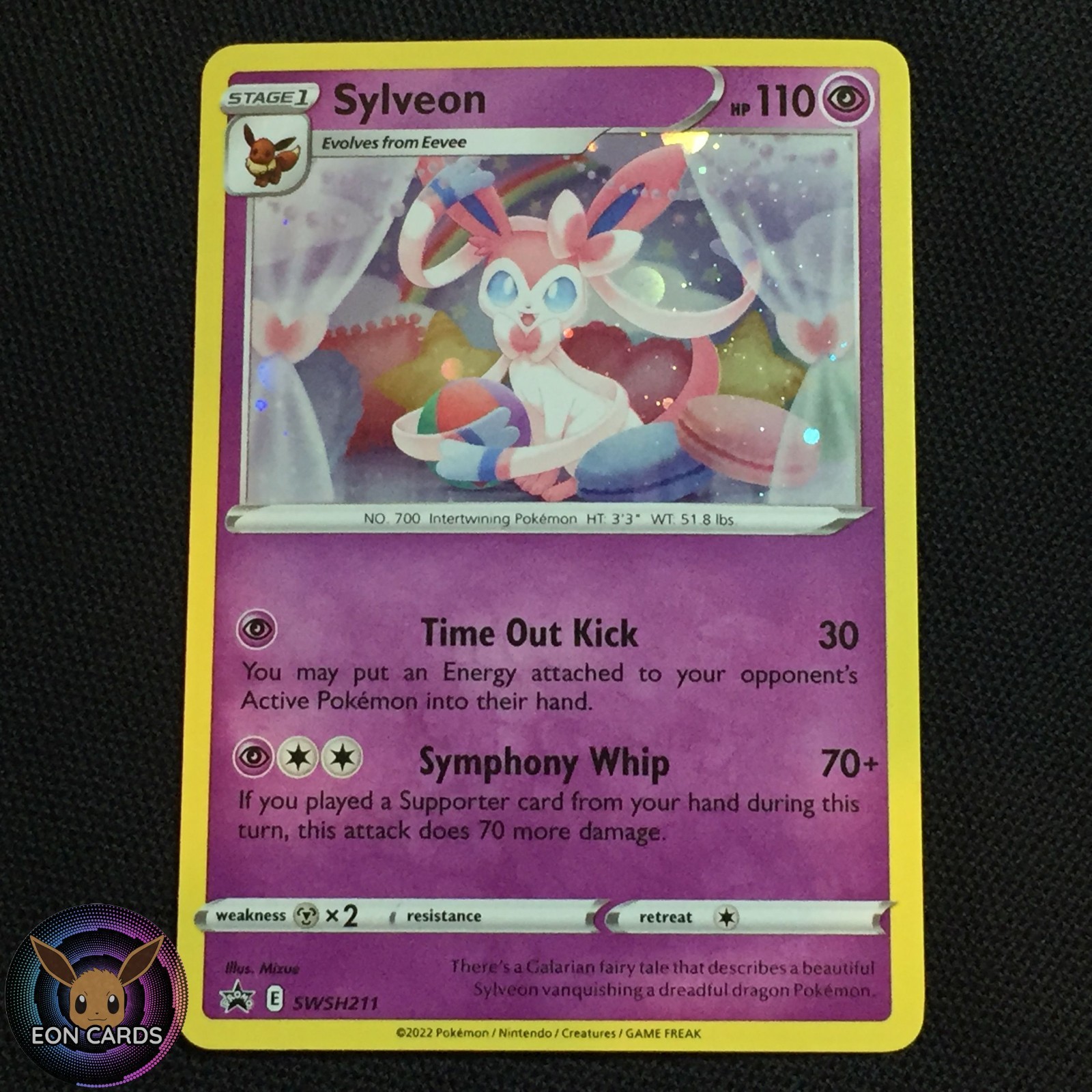 Sylveon HOLO PROMO DOUBLE GALAXY SWIRL SWSH211 (LP) Black Star Pokemon Cards
