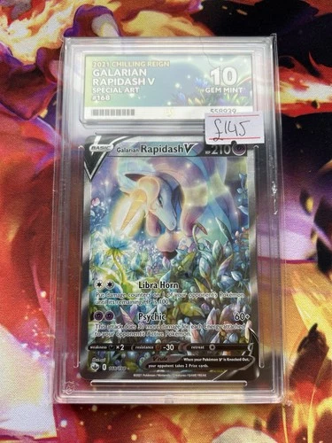 Pokemon TCG Galarian Rapidash V 168/198 SWSH Chilling Reign ACE 10 Gem Mint