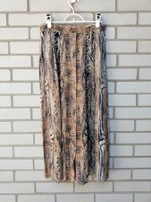 Vintage 90s Boho Crinkle Skirt Ethnic Leaf Natural Tones Size Medium Lindor