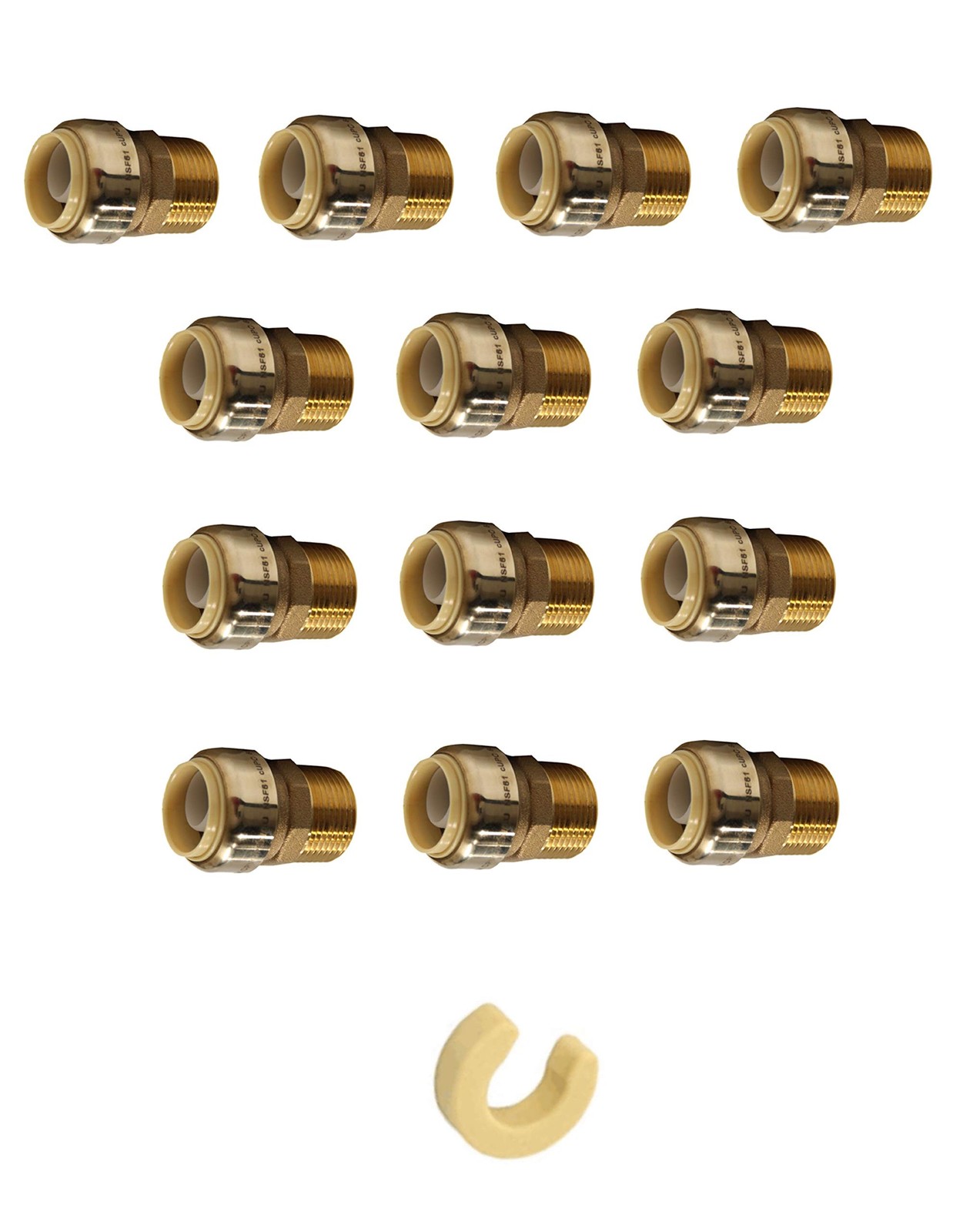(Pack of 10) 3/4 Inch x 3/4 Male Adapter Push to Connect Pex Copper, 3/4 Inch