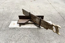 Antique Vintage Goodell Pratt Miter Saw Box w/ 26" Disston & Sons Saw