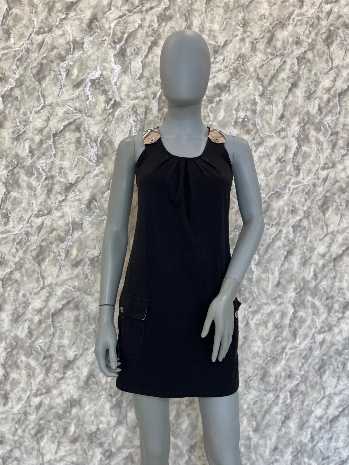 Mini abito Burberry nero cotone senza maniche taglia XS