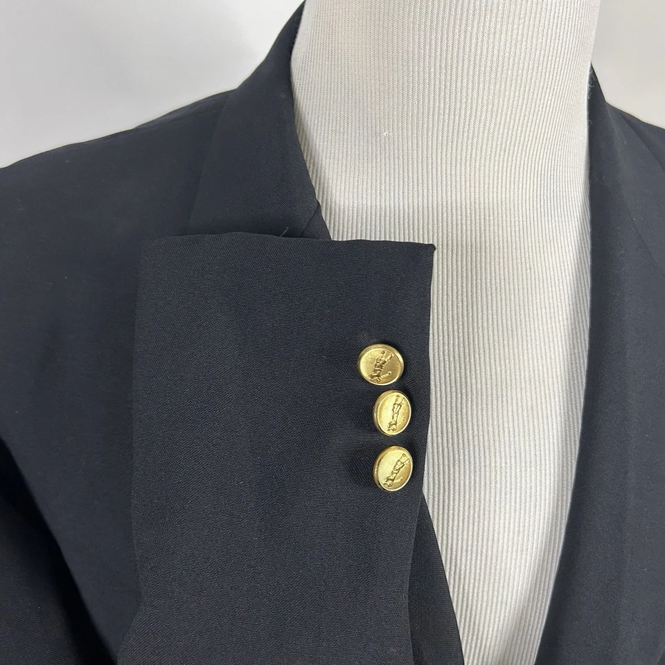 Blazer Bobby Jones 42L Vintage 100% Lã Ouro Preto Três Botões Totalmente Forrado - Imagem 4 de 4