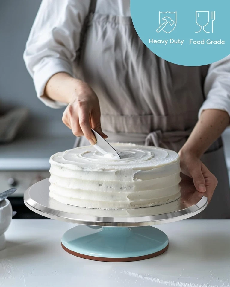 Tocadiscos de aluminio duradero para pasteles - 12 pulgadas giratorio decorador esencial Foto 4 de 4
