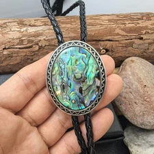 Abalone Shell Bolo Tie Wedding Necklace for Men Women Western Cowboy Necktie