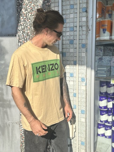 Camiseta para hombre KENZO Paris Top Logo Algodón Cacahuete 🥜Beige Vintage Safari Talla L - Imagen 9 de 24
