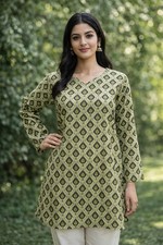 Women Bollywood Top Tunic Kurta Set Indian Casual Wear Short Kurti Set Dress