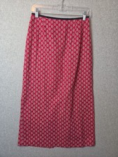 Vintage Talbots Petites 100 Cotton Red Paisley Maxi Straight Skirt Women's 6P