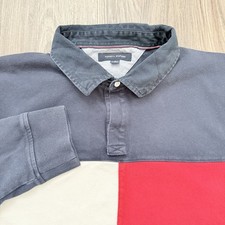 Tommy Hilfiger Rugby Shirt Men's XL Colorblock Long Sleeve Preppy Classic Y2K