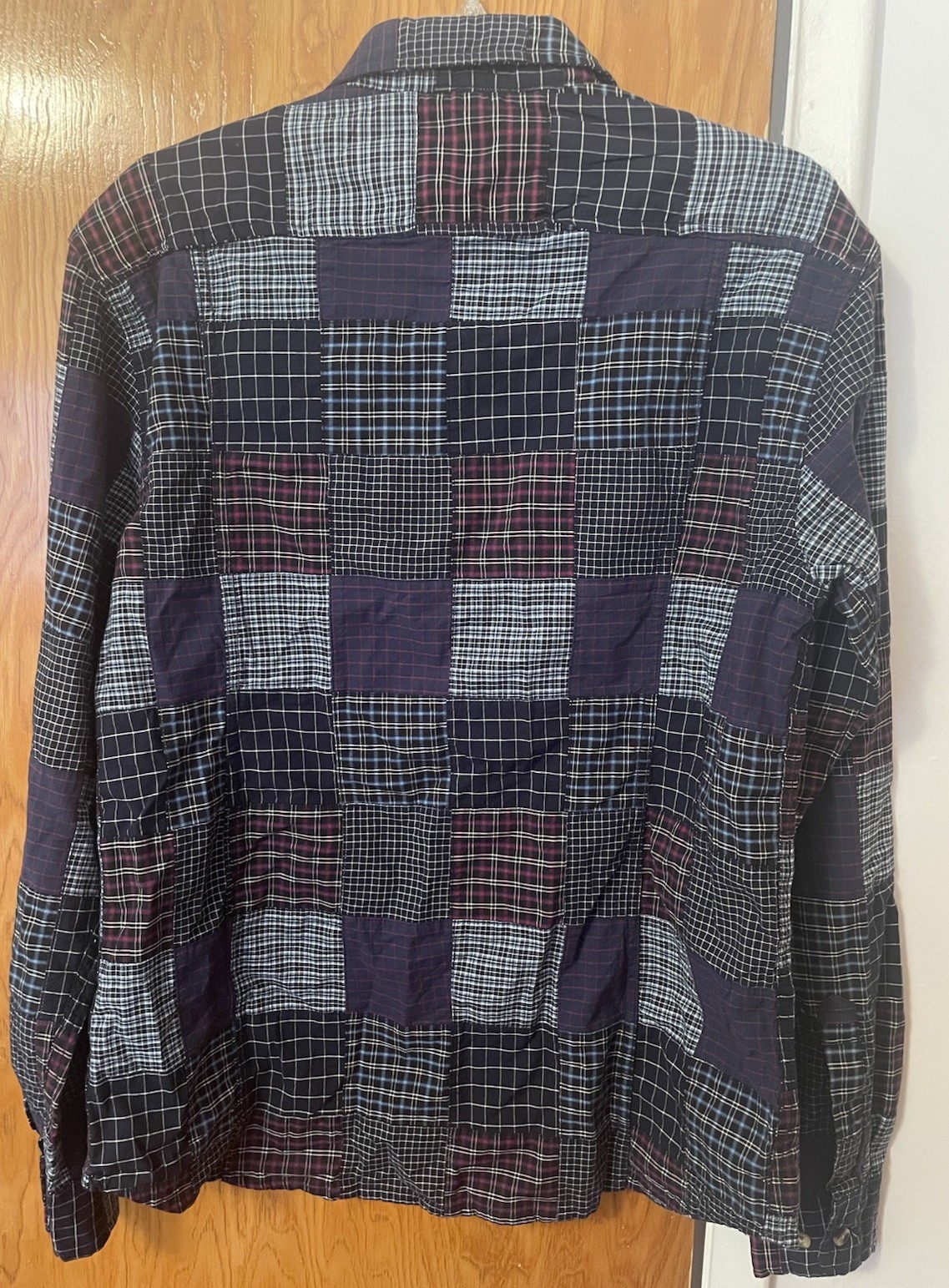 $265 Corridor NYC Patchwork Plaid Button Shirt Na… - image 11