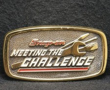 WL15137 VINTAGE 1980s SNAP-ON MEETING THE CHALLENGE TOOLS COMPANY BELT BUCKLE